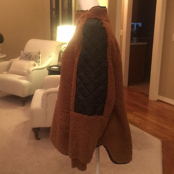 Fleece Oblique Button Neck Splice Sweater Size XL - Picture 9 of 14